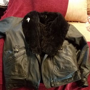 Fur lined leather jacket